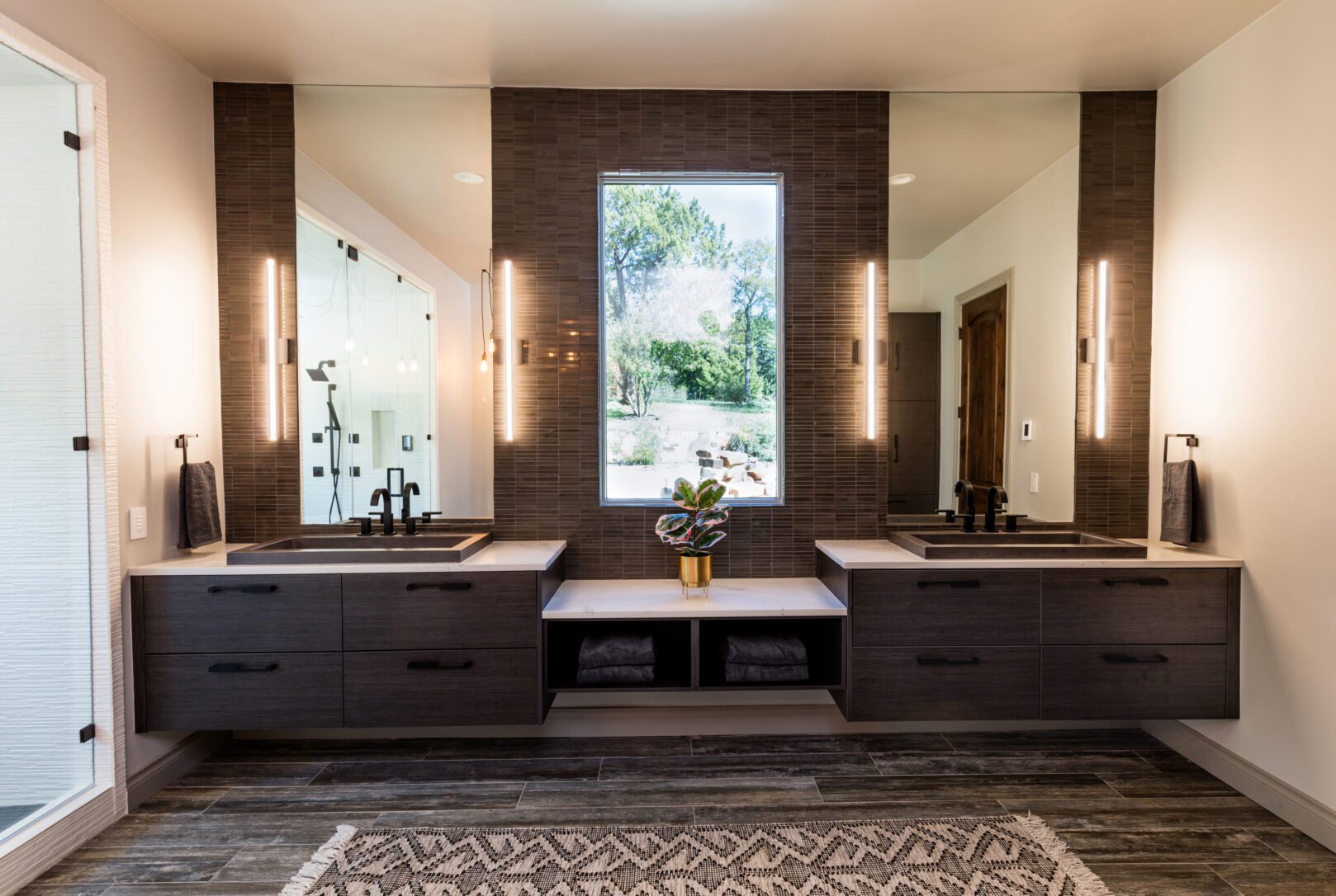 custom cabinetry floating vanity austin luxury bathroom remodel