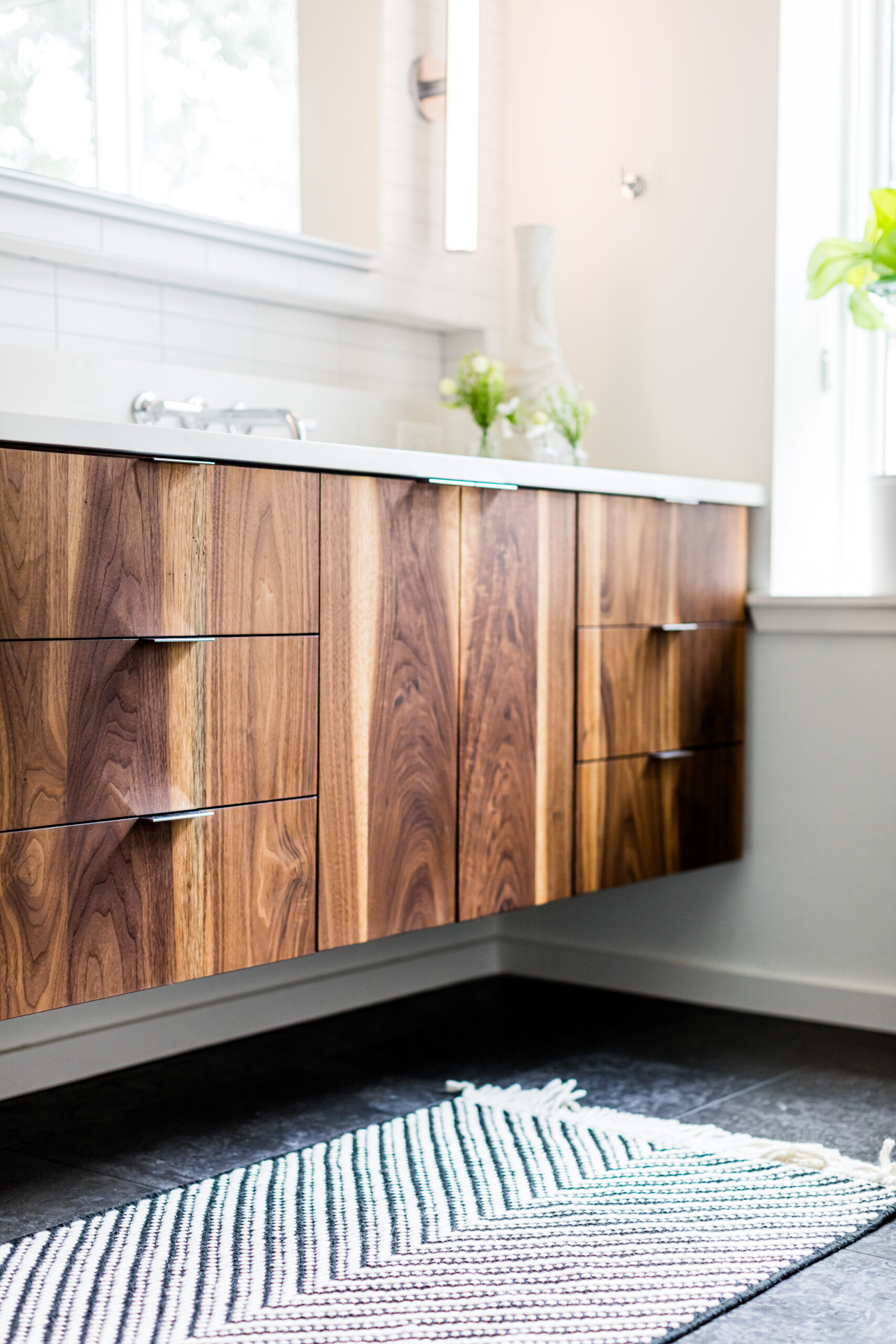 austin bathroom remodel organic modern contemporary custom natural wood walnut cabinetry luxury