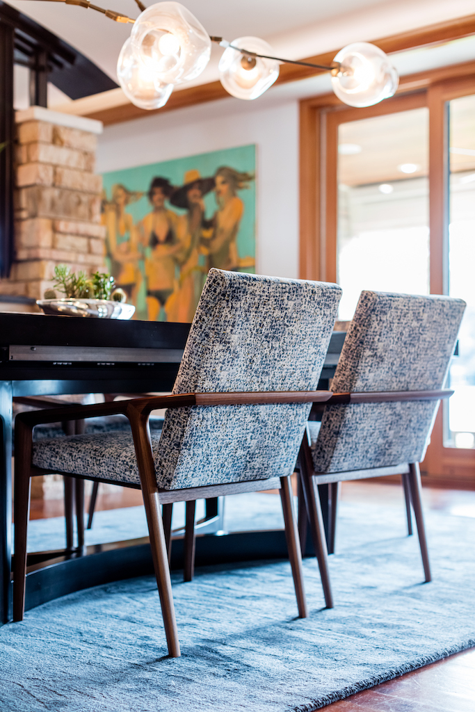austin lakefront home luxury midcentury dining room interior design