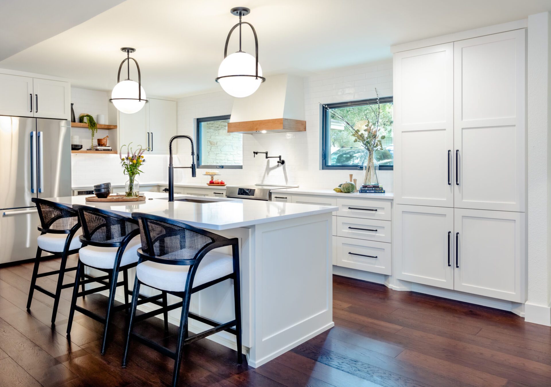 modern ranch home austin luxury white shaker kitchen remodel